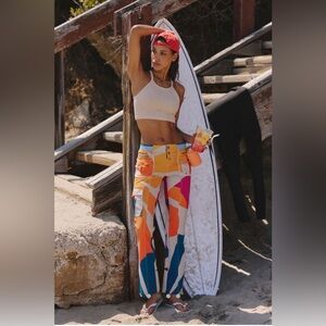 Free People Cascade Printed Flares Size M